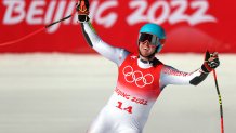 Ryan Cochran-Siegle of Team United States reacts following his run during the Men's Super-G on day four of the 2022 Winter Olympics at National Alpine Ski Centre on Feb. 8, 2022, in Yanqing, China.