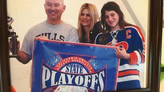 Scripps Ranch resident Keely Moy, who is competing for Team Switzerland at the 2022 Winter Olympics in Beijing, is shown in an undated photo from her childhood with her mom (center) and late father (pictured left).