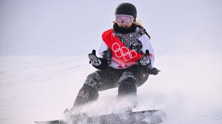 Chloe Kim competes at the 2022 Winter Olympics