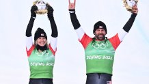 Lindsey Jacobellis and Nick Baumgartner at the 2022 Winter Olympics