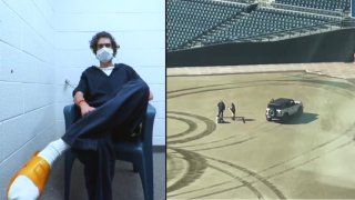 Joseph Nicholas is accused of joyriding a Ford Bronco on the field of Petco Park in February 2022.
