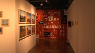 Inside the art exhibition “Occupy Thirdspace II: Plástica y Palabra en TJ/SD,” Feb. 19, 2022.