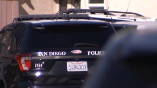 A closeup of a San Diego Police car on Feb. 5, 2022