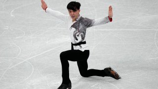 Vincent Zhou of the United States competes in the men's team free skate program during the figure skating competition at the 2022 Winter Olympics, Feb. 6, 2022, in Beijing.