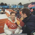 Snowboarding legend Shaun White is interviewed by NBC 7 Anchor Steven Luke at the 2018 Winter Olympics in PyeongChang.