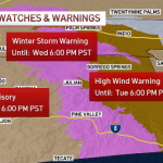The watches and warnings in effect for San Diego County through Wednesday, Feb. 23, 2022.