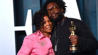 Best documentary feature winner for "Summer of Soul" Ahmir "Questlove" Thompson, right, and Jacqui Andrews