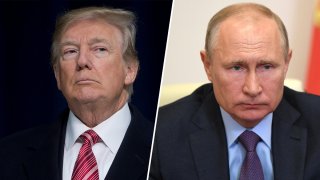 US President Donald Trump (left), Russian President Vladimir Putin