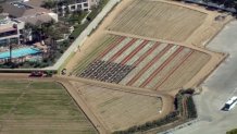 The famous American flag at the Flower Fields at Carlsbad Ranch on Tuesday, March 22, 2022.
