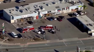 Deputies and paramedics at the scene of a stabbing in Lakeside on March 7, 2022.