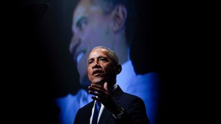 FILE β Former President Barack Obama speaks during a memorial service for former Senate Majority Leader Harry Reid at the Smith Center in Las Vegas, Jan. 8, 2022.