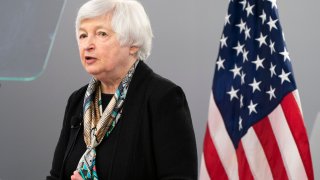 Treasury Secretary Janet Yellen speaks to the Atlantic Council, Wednesday, April 13, 2022, in Washington.