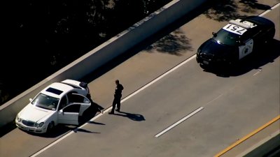 Man Jumps off Bridge at End of Freeway Chase