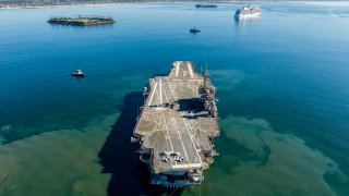 USS Kitty Hawk in the ocean