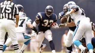 Running back Gary Brown (No. 33) of the San Diego Chargers in action during a game against the Carolina Panthers at Qualcomm Stadium in San Diego in September 1997.