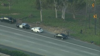 Police respond to the scene of a crash on Interstate 5 southbound on Friday, April 29, 2022.