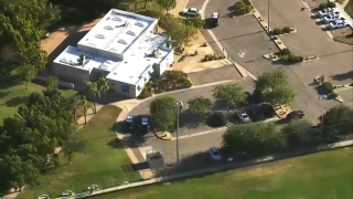 SkyRanger 7 flew over the Mira Mesa recreation center where a teen was allegedly stabbed in the head om April 15, 2022.