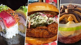 Sushi, a hot chicken sandwhich and an acai bowl, which will be sold at Petco Park this Padres season