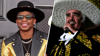Jimmie Allen at the 2022 Grammys (left) and Vicente Fernández (right).