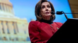 U.S. House Speaker Nancy Pelosi speaks at the start of a discussion with historians on how to “establish and preserve the narrative of January 6th” on the one-year anniversary of the attack on the Capitol in Washington, January 6, 2022.