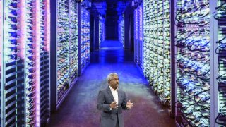 Thomas Kurian, chief executive officer of cloud services at Google LLC, speaks during the Google Cloud Next event in San Francisco on April 9, 2019.