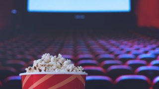 Movie theater popcorn in a cinema.