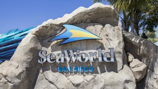 File of a sign at SeaWorld on July 20, 2021 in San Diego, California.