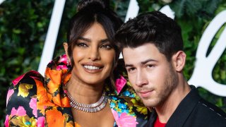 LONDON, ENGLAND - NOVEMBER 29: Priyanka Chopra and Nick Jonas attend Fashion Awards 2021 at the Royal Albert Hall on November 29, 2021 in London, England. (Photo by Samir Hussein/WireImage)