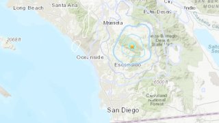 Map from USGS shows an earthquake with an epicenter near the Palomar Oservatory.