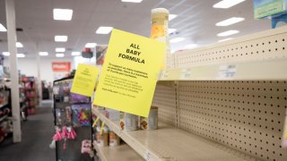 Empty shelves show a shortage of baby formula at a CVS store in San Antonio, Texas, May 10, 2022.