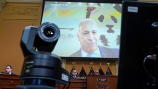 A committee exhibit showing Eric Herschmann, former Trump White House adviser, as the House select committee investigating the Jan. 6 attack on the U.S. Capitol continues to reveal its findings of a year-long investigation, at the Capitol in Washington, Thursday, June 23, 2022.
