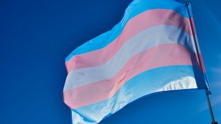 transgender flag in the wind