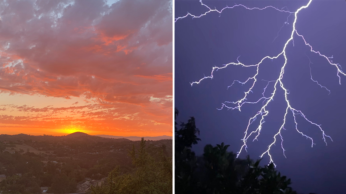 lightning storms at sunset