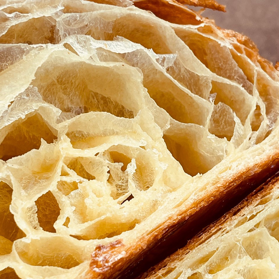 The inside of an Izola croissant.