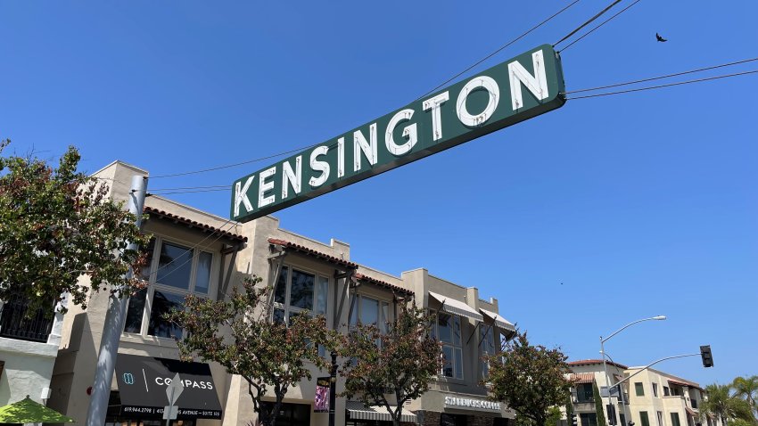 A sign reading "Kensington" hangs over the San Diego neighborhood in this June 2022 file photo.