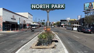 A large sign marks the North Park neighborhood in San Diego in this June 2022 file photo.