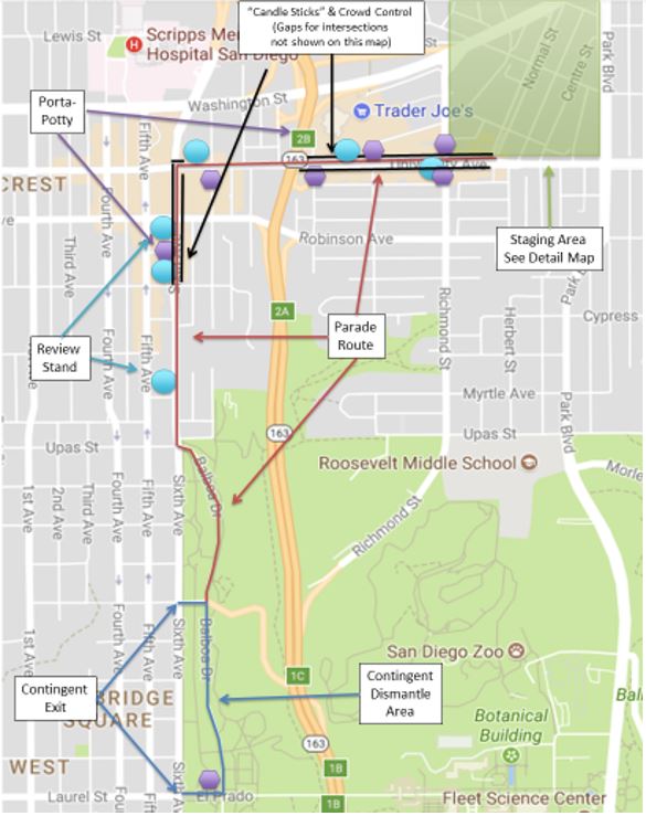A look at the San Diego Pride Parade map route for 2022.