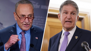 Senate Majority Leader Chuck Schumer, D-N.Y., (left) and Sen. Joe Manchin, D-W.Va.