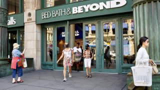 Signage outside a Bed Bath & Beyond retail store in New York, Aug. 25, 2022.