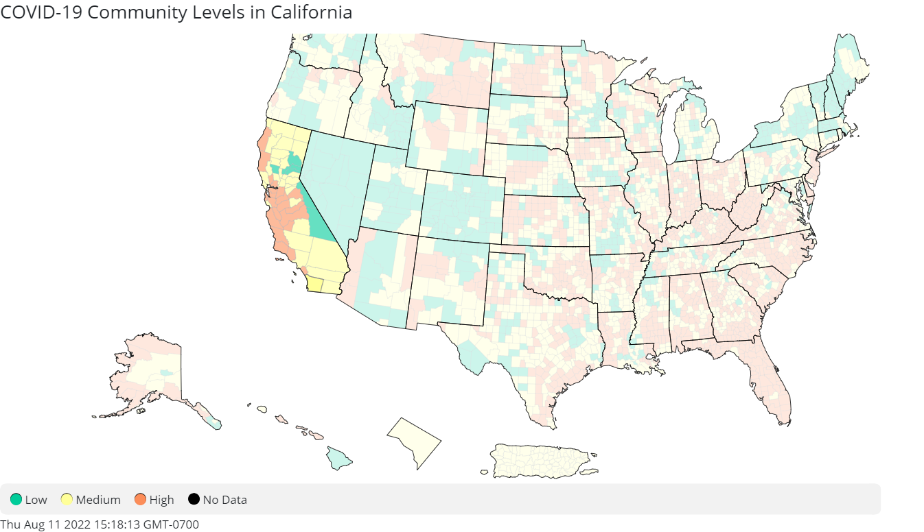 COVID-19 Community Levels in California.