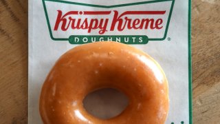 a Krispy Kreme glazed doughnut