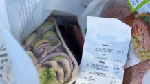 Receipt and items from the grocery store.