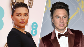 Split image of Florence Pugh and Zach Braff