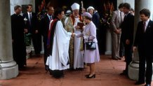 Queen Elizabeth II on her State Visit to the United States of America. Here, she attends a service at St, Paul's Church in San Diego, California, 1st March 1983.