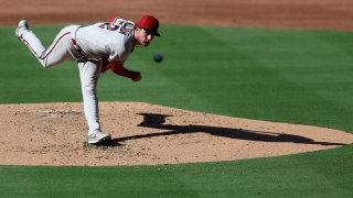 SAN DIEGO, CALIFORNIA – SEPTEMBER 05: Ryne Nelson #52 of the Arizona Diamondbacks pitches during the thir inning of a game against the San Diego Padres at PETCO Park on September 05, 2022 in San Diego, California. (Photo by Sean M. Haffey/Getty Images)