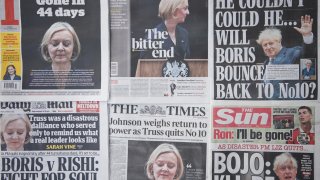 A selection of the front pages of British national newspapers
