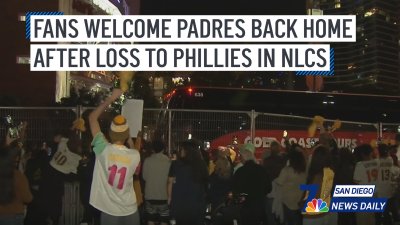 Padres fans welcome team home after playoff elimination