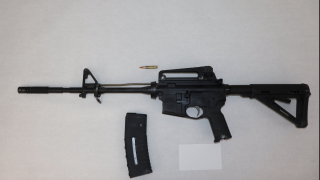 This image provided by the St. Louis Metropolitan Police Department shows an AR-15-style rifle used by a 19-year-old gunman who killed a teacher and a 15-year-old girl at a St. Louis high school on Monday, Oct. 24, 2022.