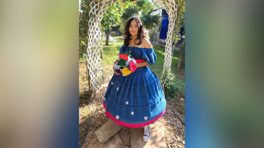 Noemi Mendez picked up crocheting as a hobby and decided to take on the challenge of making her own dress for her quinceañera.