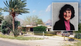 An undated image of Claire "Kay" Holman and her Borrego Springs home, where she was found strangled on March 21, 1994.